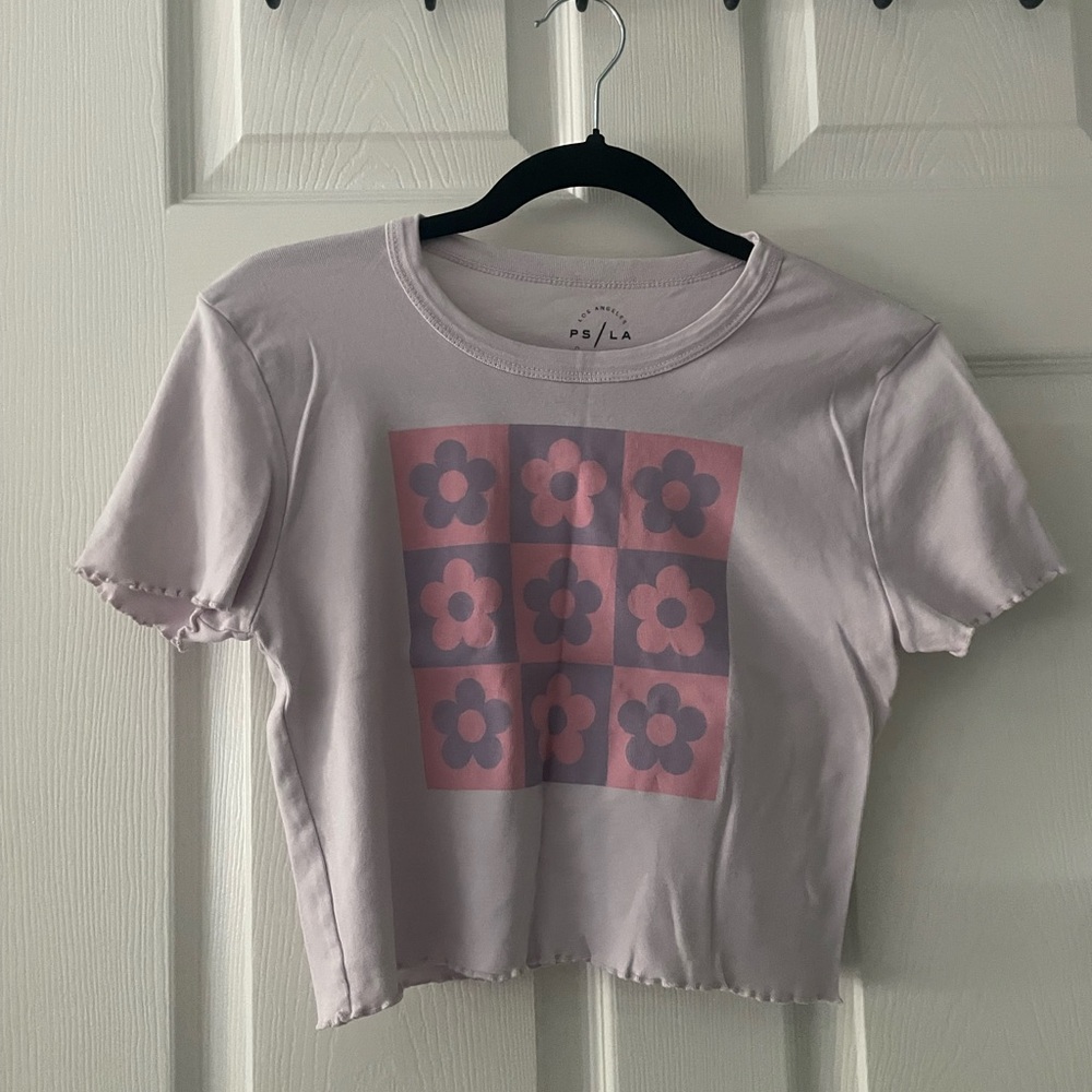 Pacsun Lilac Floral Graphic Crop Top